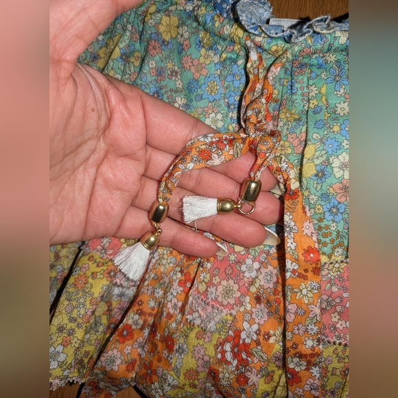 14. NWT ZIMMERMANN RESORT OFF THE SHOULDER CARNABY SPLICE FRILL CROP TOP - Picture 6 of 9